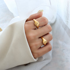Gold-Tone Rose Signet Ring