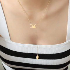 Gold-Tone Swallow Y Pendant Necklace