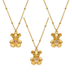 18K Gold-Plated Teddy Bear Pendant Necklace