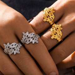 18K Gold-Plated Leaf Open Ring