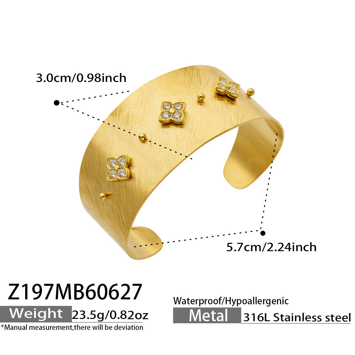 Wide Cubic Zirconia Open Cuff Designs