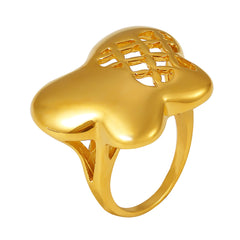 18K Gold-Plated Openwork Flower Ring