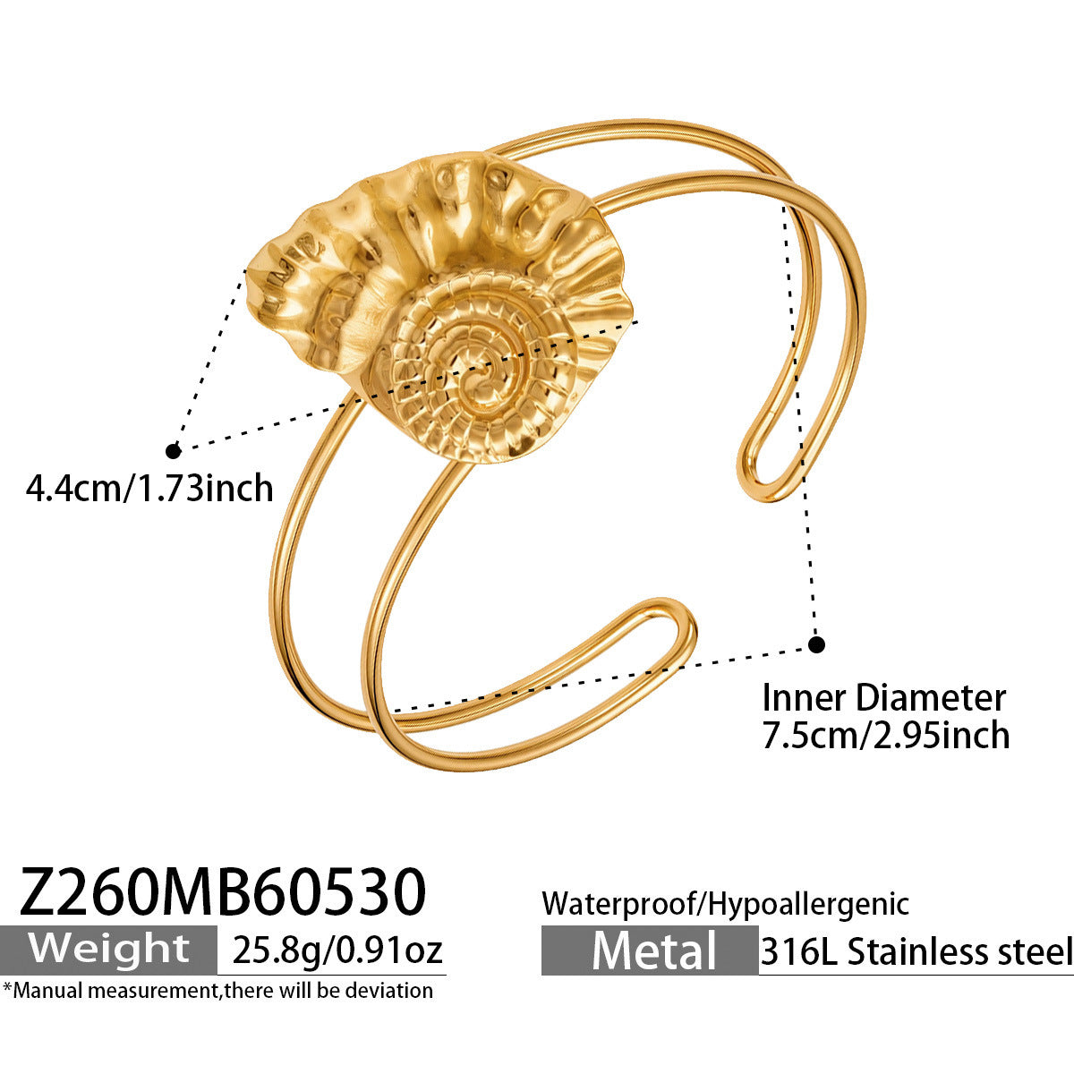 18K Gold-Plated & Silver-Tone Ocean Motif Cuffs