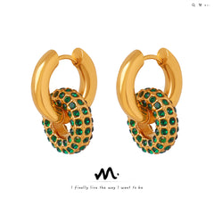 Stone-Accent Round Hoop Earrings