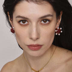 18K Gold-Plated Flower Pearl-Look Earrings
