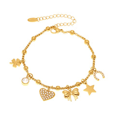 Gold-Tone Sparkling Charm Bracelet or Anklet