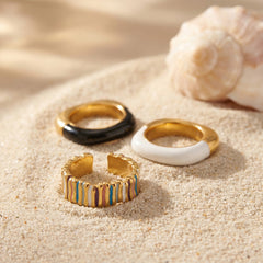 Gold-Tone Enamel Stainless Steel Rings