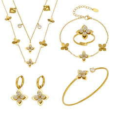 Four-Petal Cubic Zirconia Flower Jewelry