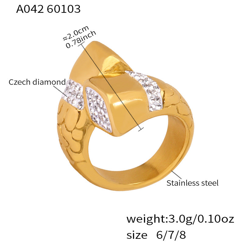 18K Gold-Plated Cubic Zirconia Crossed Statement Ring