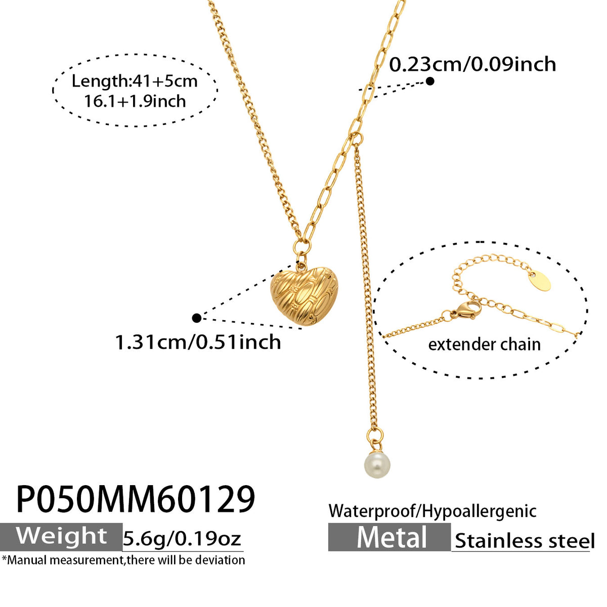 18K Gold-Plated Textured Heart Y-Necklace