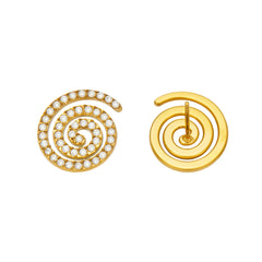 18K Gold-Plated Cubic Zirconia Spiral Stud Earrings