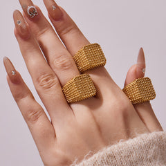 Gold-Tone Textured Wide Band Rings