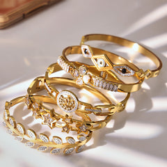 Cubic Zirconia Clover & Geometric Clasp Bracelets
