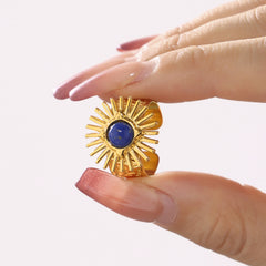 18K Gold-Plated Sunflower Color Accent Open Ring