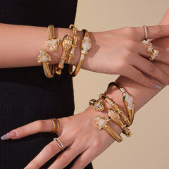 18K Gold-Plated Sculptural Animal Motif Bangle