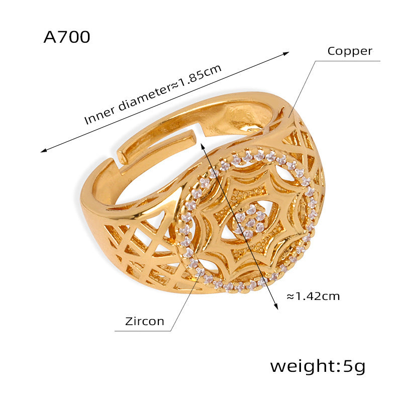 Ornate Cubic Zirconia Openwork Ring