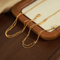 Gold-Tone Fine Double-Layer Chain Bracelet