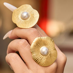 Sculptural Star, Petal or Pearl-Look Statement Ring