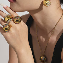 Cubic Zirconia Sphere Necklace, Earrings & Ring