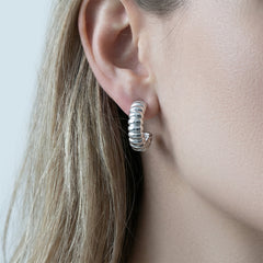 18K Gold-Plated Ridged Hoop Earrings