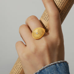 Textured Cubic Zirconia Dome Ring