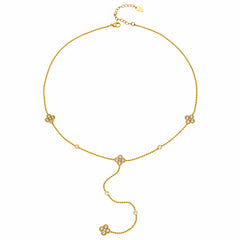 Clover Cubic Zirconia Y-Lariat Necklace
