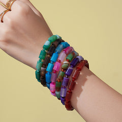 Natural Stone Stretch Bead Bracelet