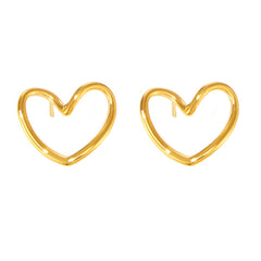 18K Gold-Plated Open Heart Stud Earrings