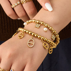 Cubic Zirconia Charm Bead Bangle Designs