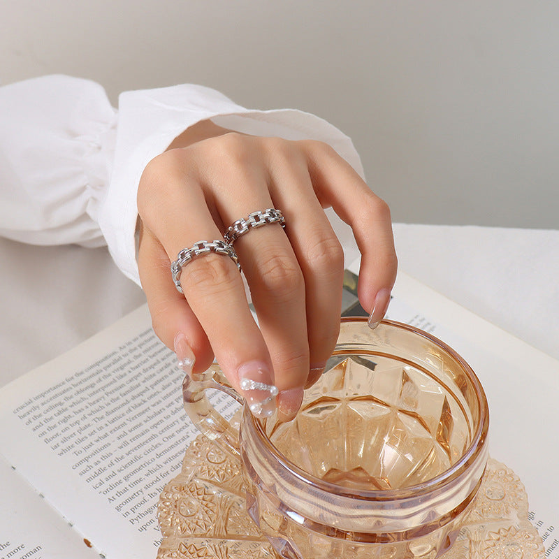 Gold-Tone Rectangular Open Link Ring