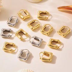 Polished U-Shaped Copper-Base Hoop Earrings