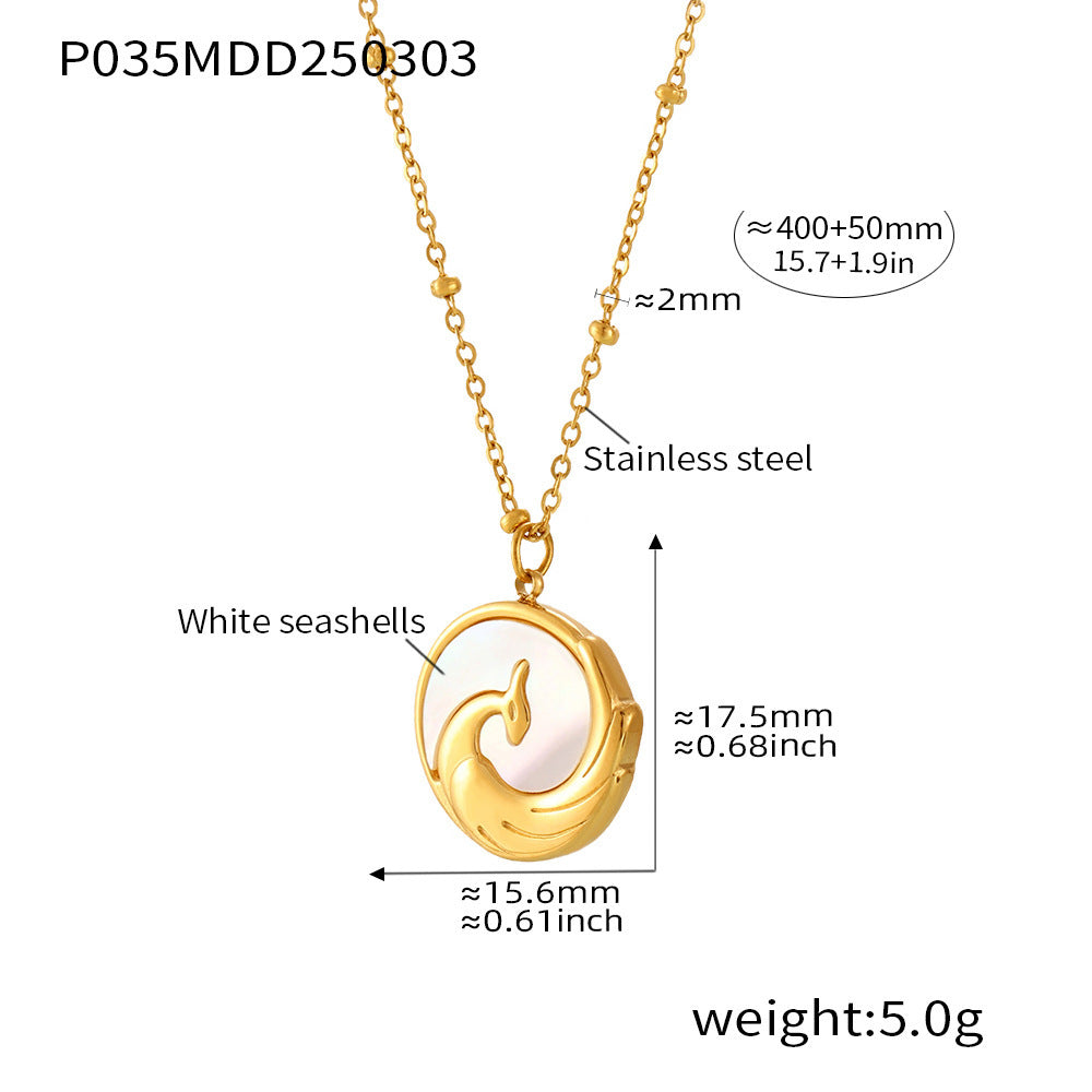 18K Gold-Plated Shell Phoenix Pendant Necklace