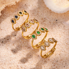 18K Gold-Plated Color Cubic Zirconia Open Ring