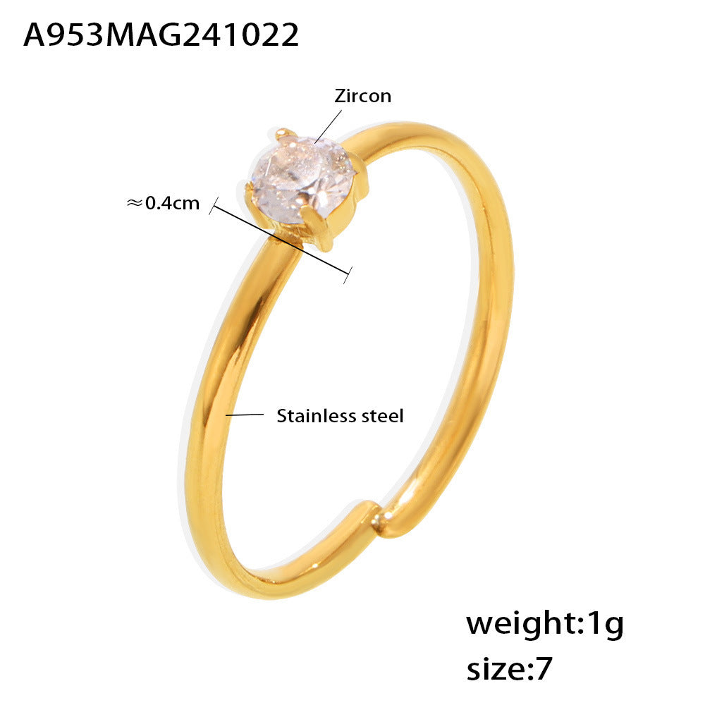 Color Cubic Zirconia Solitaire Open Ring