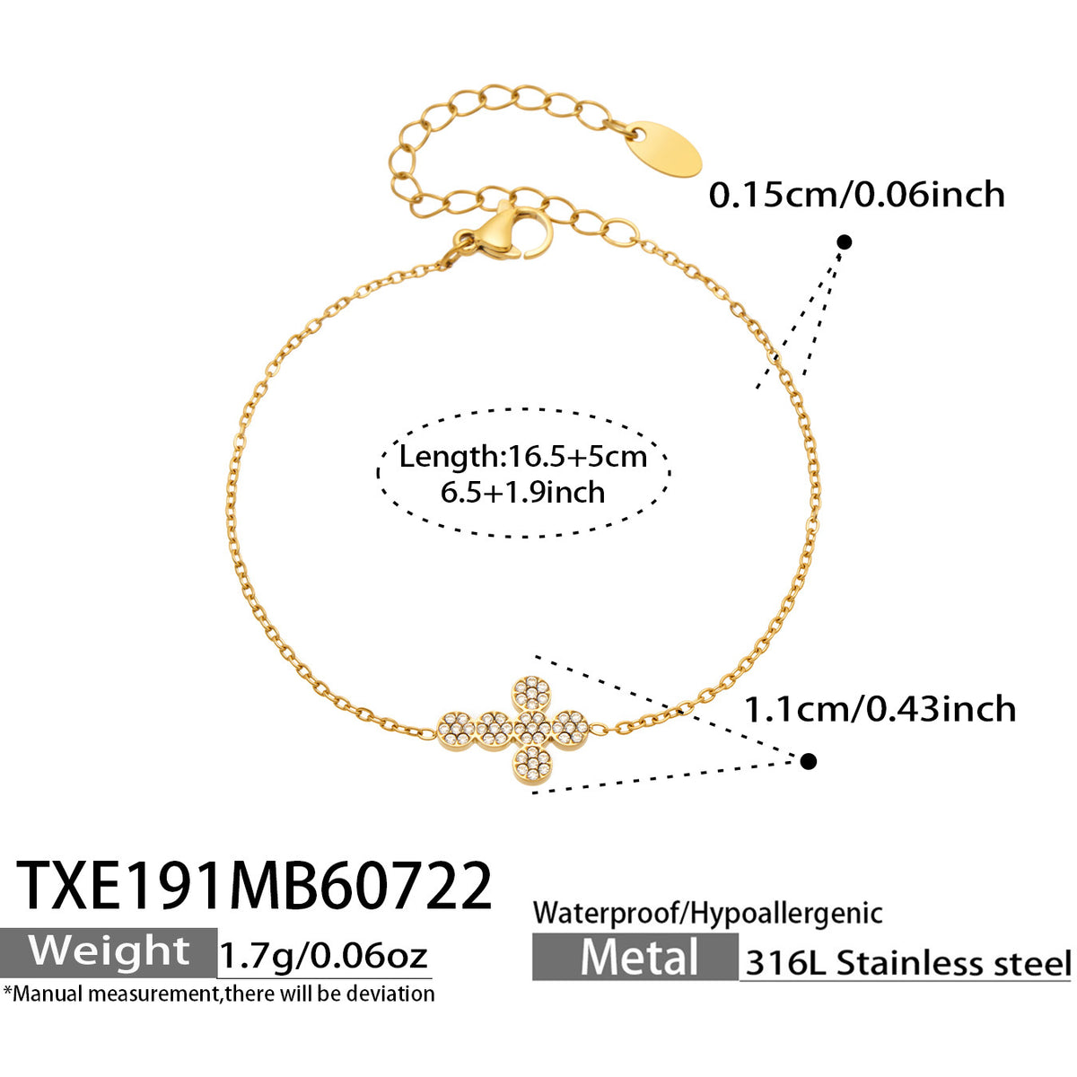18K Gold-Plated Cubic Zirconia Cross Jewelry
