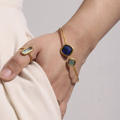 Czech Glass Two-Accent Open Cuff
