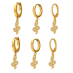 Cubic Zirconia Snake Charm Earrings