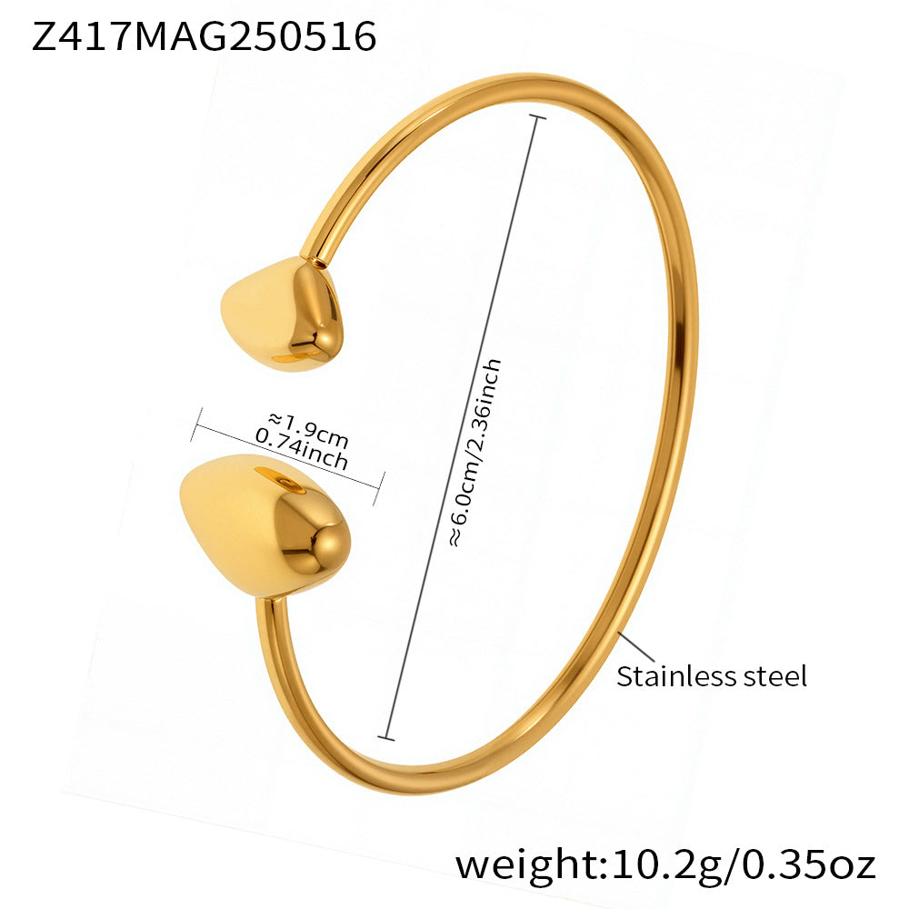 Polished Teardrop Open Cuff Bracelet