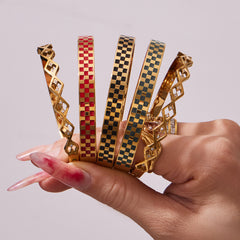 Checkerboard Enamel or Zigzag Clasp Bracelet