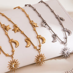 18K Gold-Plated Heart or Celestial Charm Jewelry