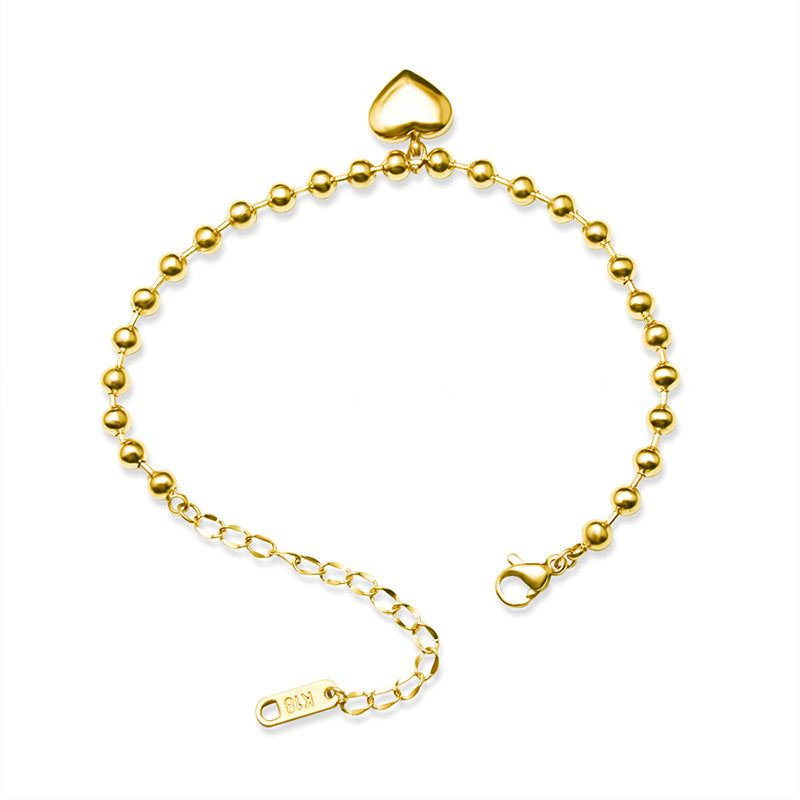 18K Gold-Plated Beaded Charm Chain Bracelet