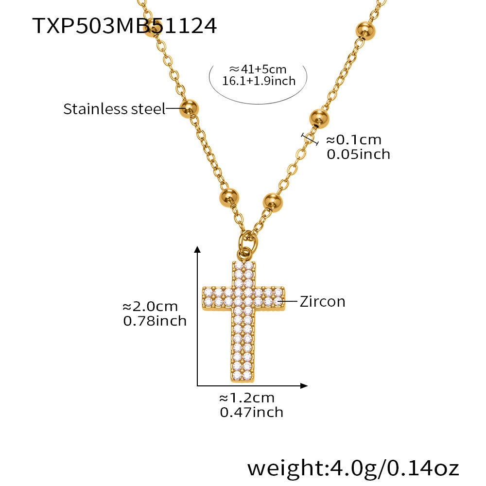 18K Gold-Plated Cubic Zirconia Cross Jewelry