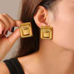 Rectangular Two-Tone Stud Earrings