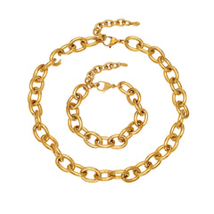 18K Gold-Plated Rounded-Link Necklace & Bracelet