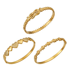 18K Gold-Plated Cubic Zirconia Clasp Bangle Designs
