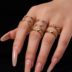 Cubic Zirconia Crossover or Chain-Link Open Ring