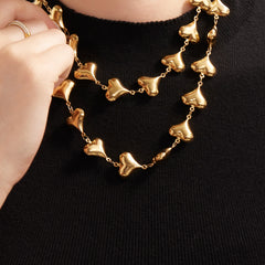 18K Gold-Plated Hollow Heart Link Necklace & Bracelet
