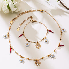 18K Gold-Plated Daisy Charm Necklace or Bracelet
