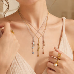 Heart & Abstract Face Y-Pendant Necklaces