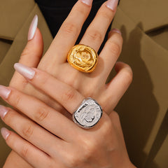 Textured Sculptural Stainless Steel Ring